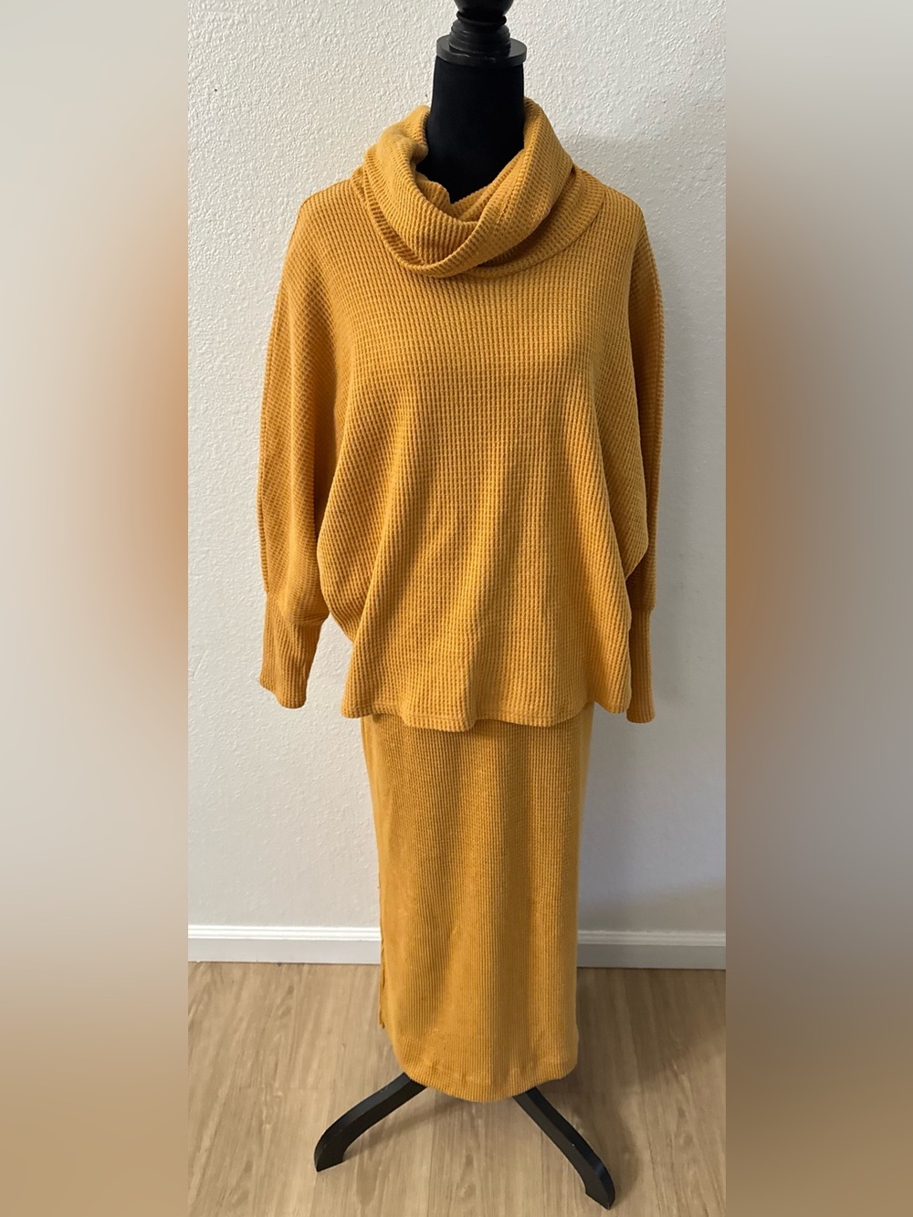 Mustard Cowl Neck Knit Sweater & dress